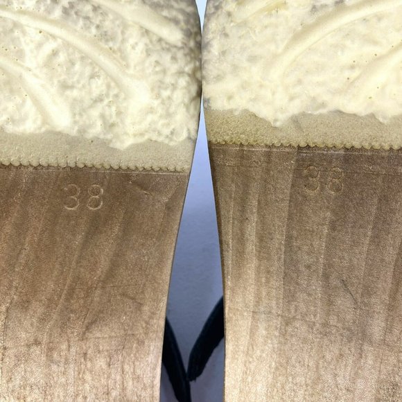 No. 6 Sven Clog Woven Slingback Peep Toe Wooden Heel Black Leather Shoes Size 38 - Picture 9 of 9